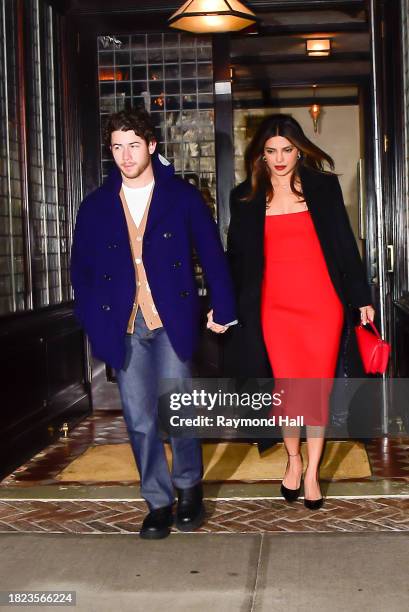 Nick Jonas and Priyanka Chopra are seen in Tribeca on November 30, 2023 in New York City.