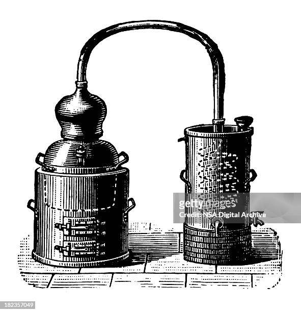alembic | antique design illustrations - distillation stock illustrations