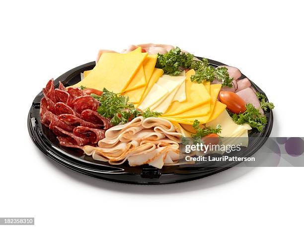 deli meat and cheese party tray - tray stockfoto's en -beelden