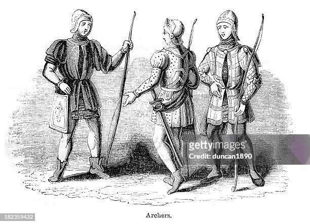archers - circa 14th century 幅插畫檔、美工圖案、卡通及圖標