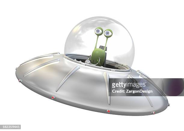 ufo with alien - flying saucer stock pictures, royalty-free photos & images