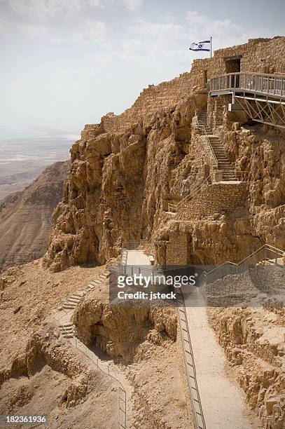 pathway to the top of masada - masada stock pictures, royalty-free photos & images