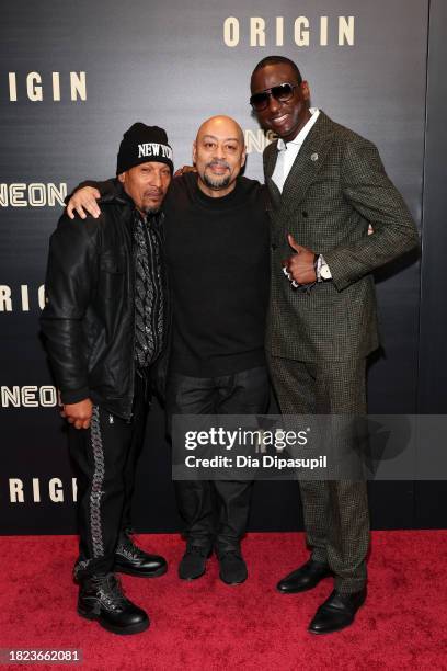 Korey Wise, Raymond Santana,and Yusef Salaam attend the "Origin" New York premiere at Alice Tully Hall on November 30, 2023 in New York City.