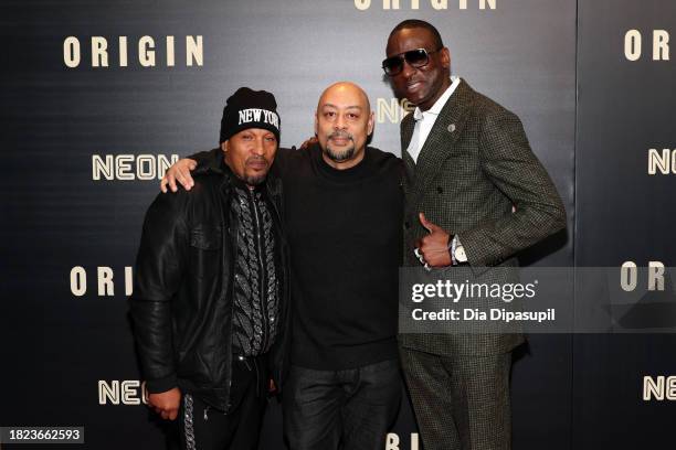 Korey Wise, Raymond Santana, and Yusef Salaam attend the "Origin" New York premiere at Alice Tully Hall on November 30, 2023 in New York City.