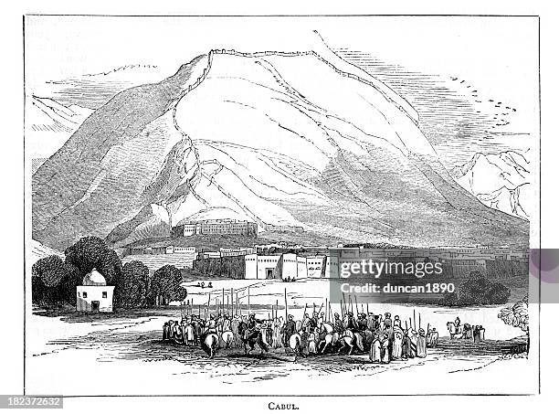 kabul - afghanistan war stock illustrations