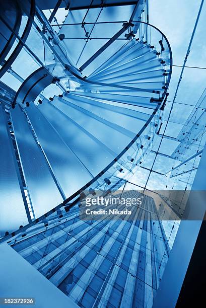 glass staircase in manhattan - roof texture stock pictures, royalty-free photos & images