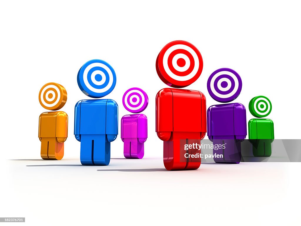 Figures of all colors with target heads