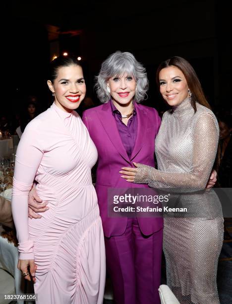 America Ferrera, Jane Fonda and Eva Longoria attend the WIF Honors Celebrating 50 Years Presented by Max Mara with sponsor ShivHans Pictures, Amazon...