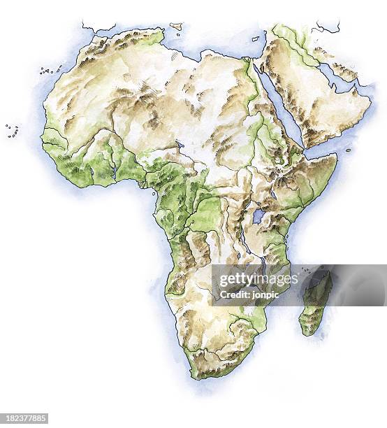 hand painted map of africa - river nile stock illustrations