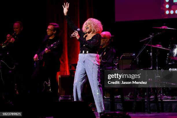 Darlene Love performs during the "Love For The Holidays" concert at Town Hall on November 30, 2023 in New York City.