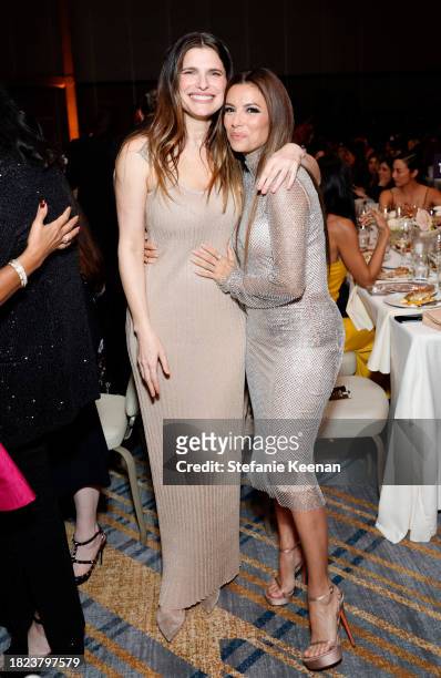Lake Bell and Eva Longoria attend the WIF Honors Celebrating 50 Years Presented by Max Mara with sponsor ShivHans Pictures, Amazon Studios, Netflix...