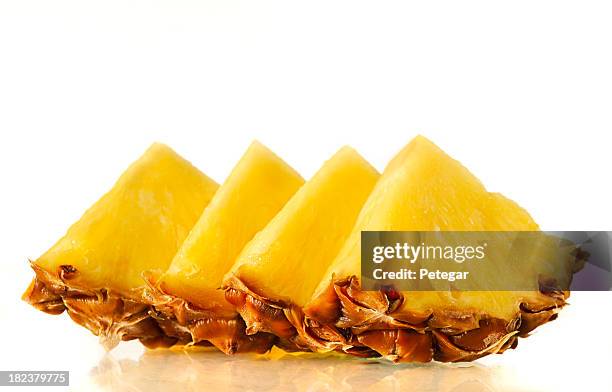 arrangement of fresh slices of pineapple - ananas bildbanksfoton och bilder