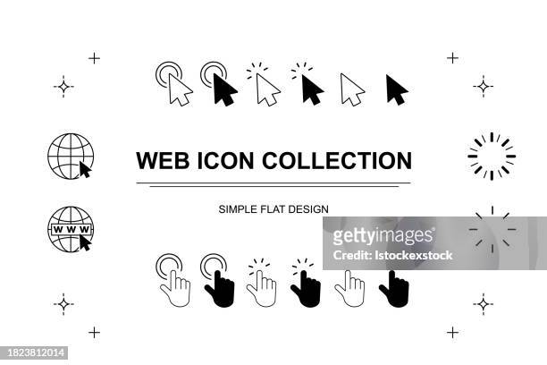 web icon collection. vector illustration. mouse click cursor collection. - click and collect stock illustrations