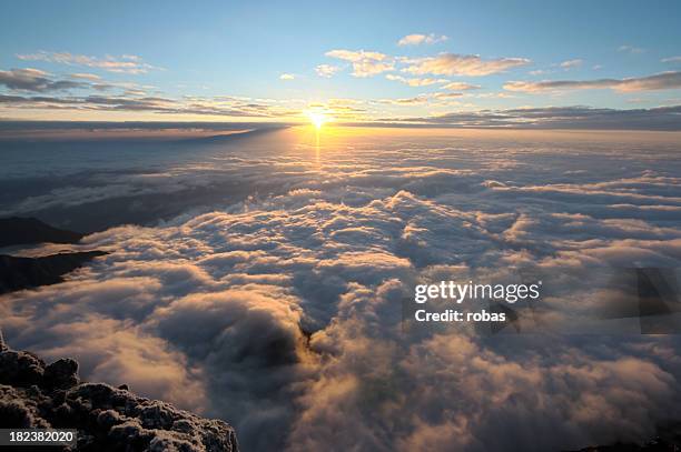 sunset over the kilimanjaro - mount meru stock pictures, royalty-free photos & images