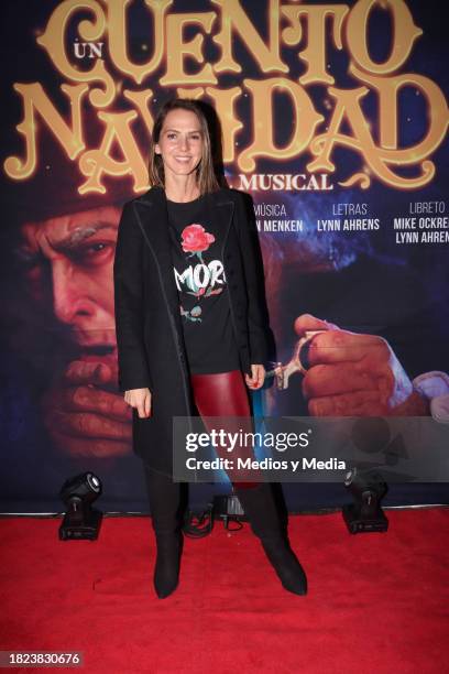 Ceci Ponce poses for photos during the red carpet & first night of the musical 'Un Cuento de Navidad' at Teatro San Rafael on November 30, 2023 in...