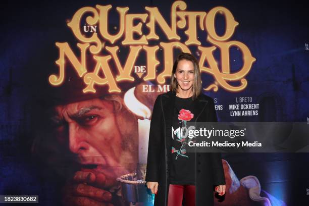 Ceci Ponce poses for photos during the red carpet & first night of the musical 'Un Cuento de Navidad' at Teatro San Rafael on November 30, 2023 in...