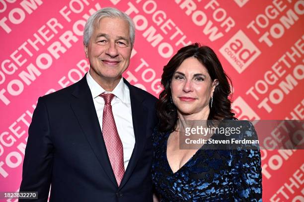 Jamie Dimon and Judith Kent attend the Ad Council's 69th Annual Public Service Award Dinner at The Glasshouse on November 30, 2023 in New York City.