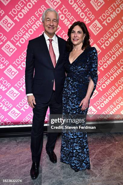 Jamie Dimon and Judith Kent attend the Ad Council's 69th Annual Public Service Award Dinner at The Glasshouse on November 30, 2023 in New York City.