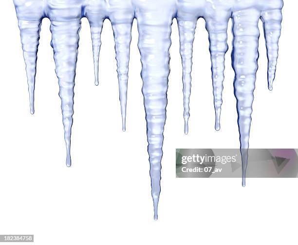 icicles isolated on white - ijspegel stockfoto's en -beelden