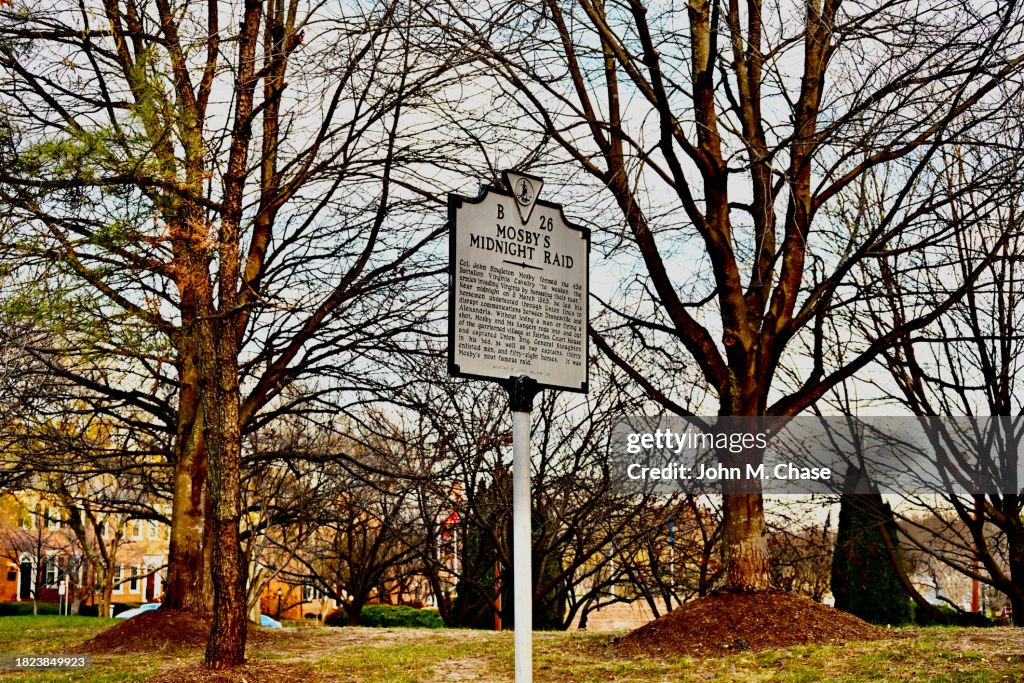 "Mosby's Midnight Raid" Marcador histórico, ciudad de Fairfax, Virginia (EE. UU.)