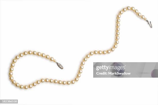 necklace made with small pearls over a white background - chain stock pictures, royalty-free photos & images