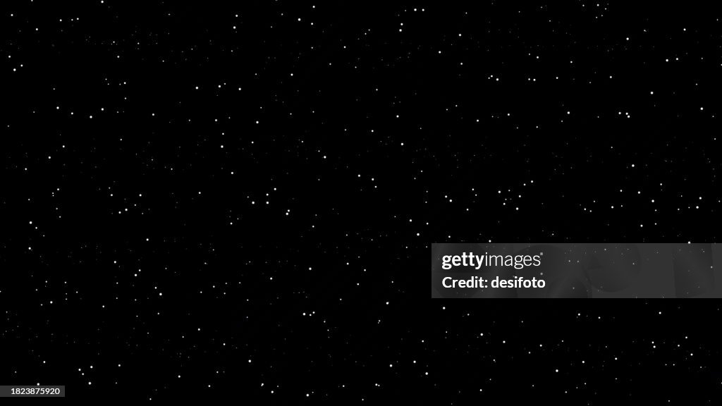 Carta da parati maculata strutturata orizzontale di colore nero scuro con trama e piccoli punti argentati come stelle scintillanti dappertutto come nel cielo notturno nello spazio o nella neve nevicata