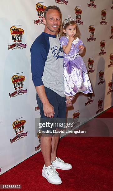 Actor Ian Ziering and daughter Mia Loren Ziering attend the Disney Junior Live on Tour! Pirate & Princess Adventure at the Dolby Theatre on September...