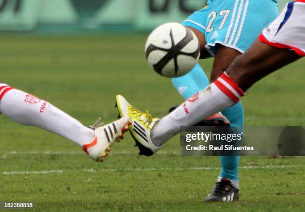 Detail of boots of Union Comercio and Sporting Cristal during a match between Sporting Cristal and Union Comercio as part of the Torneo...