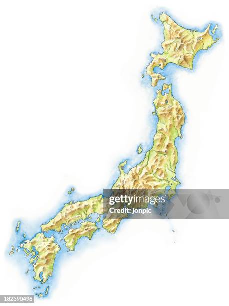 stockillustraties, clipart, cartoons en iconen met hand painted map of japan - shikoku