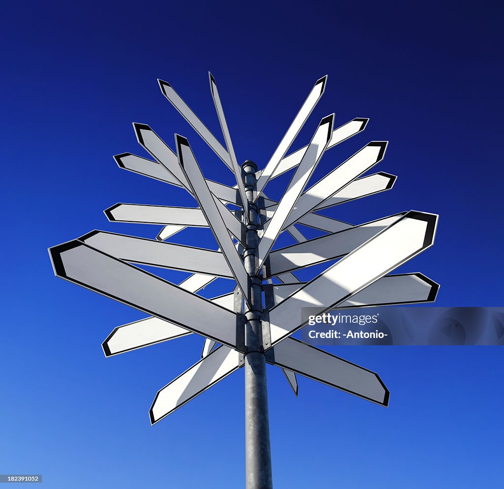 Many blank boards on a signpost