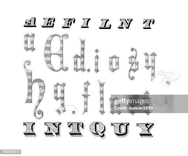 stockillustraties, clipart, cartoons en iconen met retro miscellaneous letters - at t