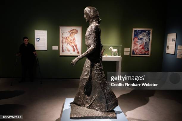 The sculpture 'Walking Madonna', courtesy of The Ingram Collection of Modern British Art, at the Elisabeth Frink exhibition at Dorset Museum, Frink...