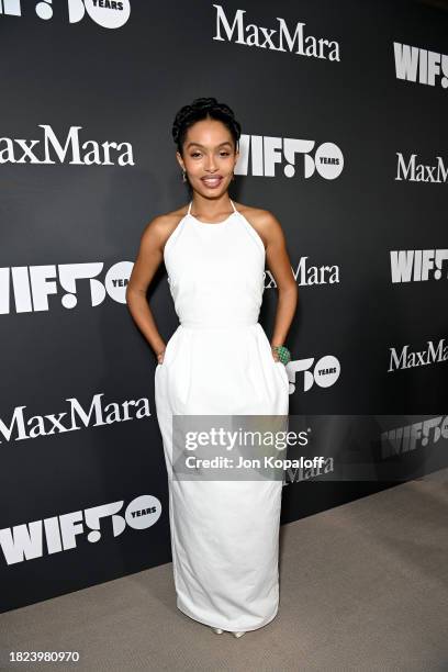 Yara Shahidi, wearing Max Mara, attends WIF Honors Presented by Max Mara on November 30, 2023 in Los Angeles, California.