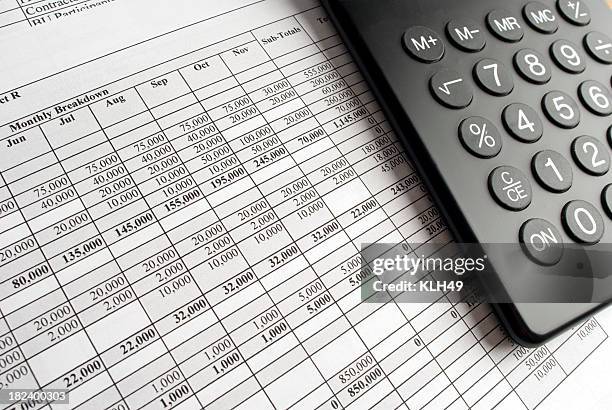 calculator and spreadsheet - loss stock pictures, royalty-free photos & images