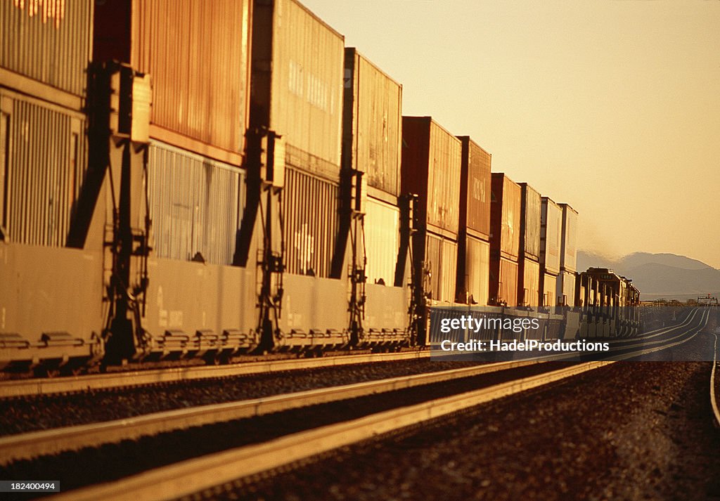 Long Freight Train with containers