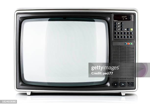 old television isolated - televisietoestel stockfoto's en -beelden