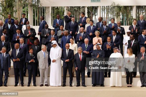 Heads of states, including Brunei Sultan Hassanal Bolkiah, King Charles III, Qatari Emir Sheikh Tamim bin Hamad Al Thani, Simon Stiell, Executive...