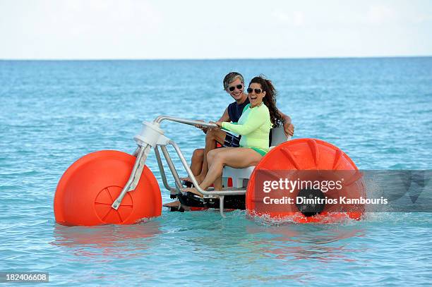 Actress Marissa Jaret Winokur and actor Christopher Youngsman enjoy the beach at Sandals Emerald Bay after the Golf Clinic with Greg Norman and Golf...