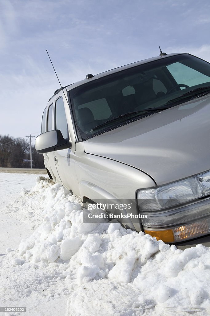 SUV Stuck in a Winter Ditch