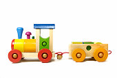 Colorful didactic wooden train toy for preschool aged kids