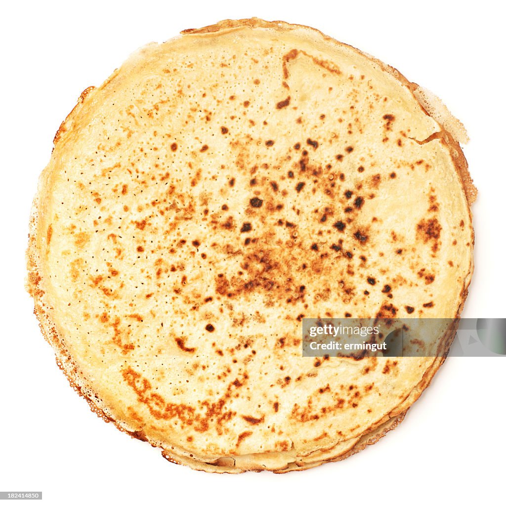 Pancake from above isolated on white background