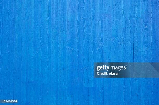 fresh clean newly painted blue wooden plank wall - wooden wall stockfoto's en -beelden