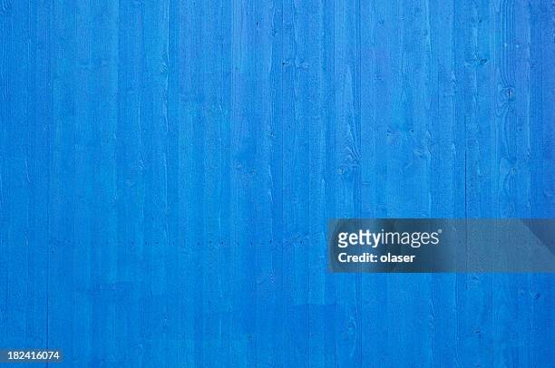 fresh clean newly painted blue wooden plank wall - blue wall stock pictures, royalty-free photos & images