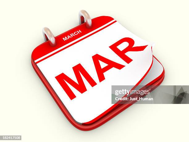 calendar month march - maart stockfoto's en -beelden