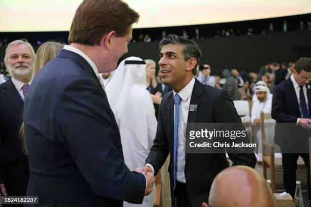 Prime Minister of the United Kingdom Rishi Sunak attends the opening ceremony of the World Climate Action Summit during COP28 on December 01, 2023 in...