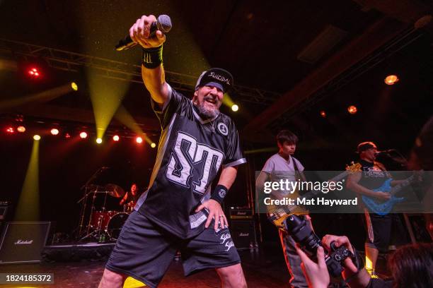 Greyson Nekrutman, Mike Muir, Tye Trujillo, and Dean Pleasants of Suicidal Tendencies perform onstage at Showbox SoDo on November 30, 2023 in...