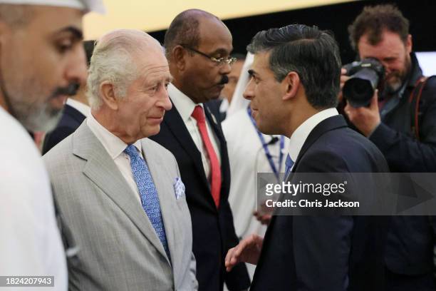 King Charles III and Prime Minister of the United Kingdom Rishi Sunak attend the opening ceremony of the World Climate Action Summit during COP28 on...