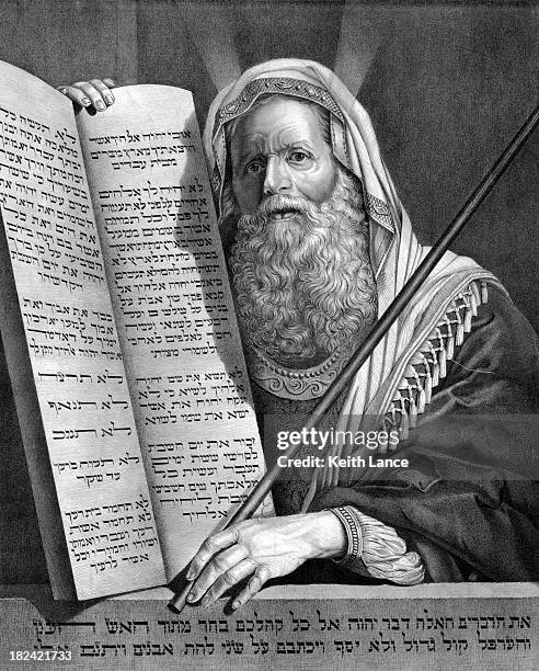 moses and the ten commandments - purim stock illustrations