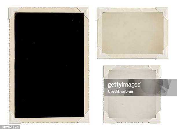 fotos antiguas con esquinas blanco - album de fotos fotografías e imágenes de stock