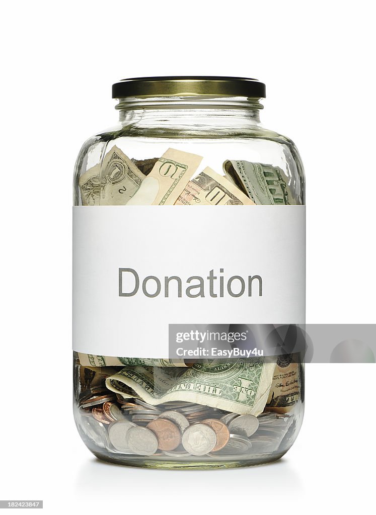 Donation glass jar